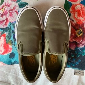 Vans Shoes olive green  slip ons  Women 6 Men 4.5